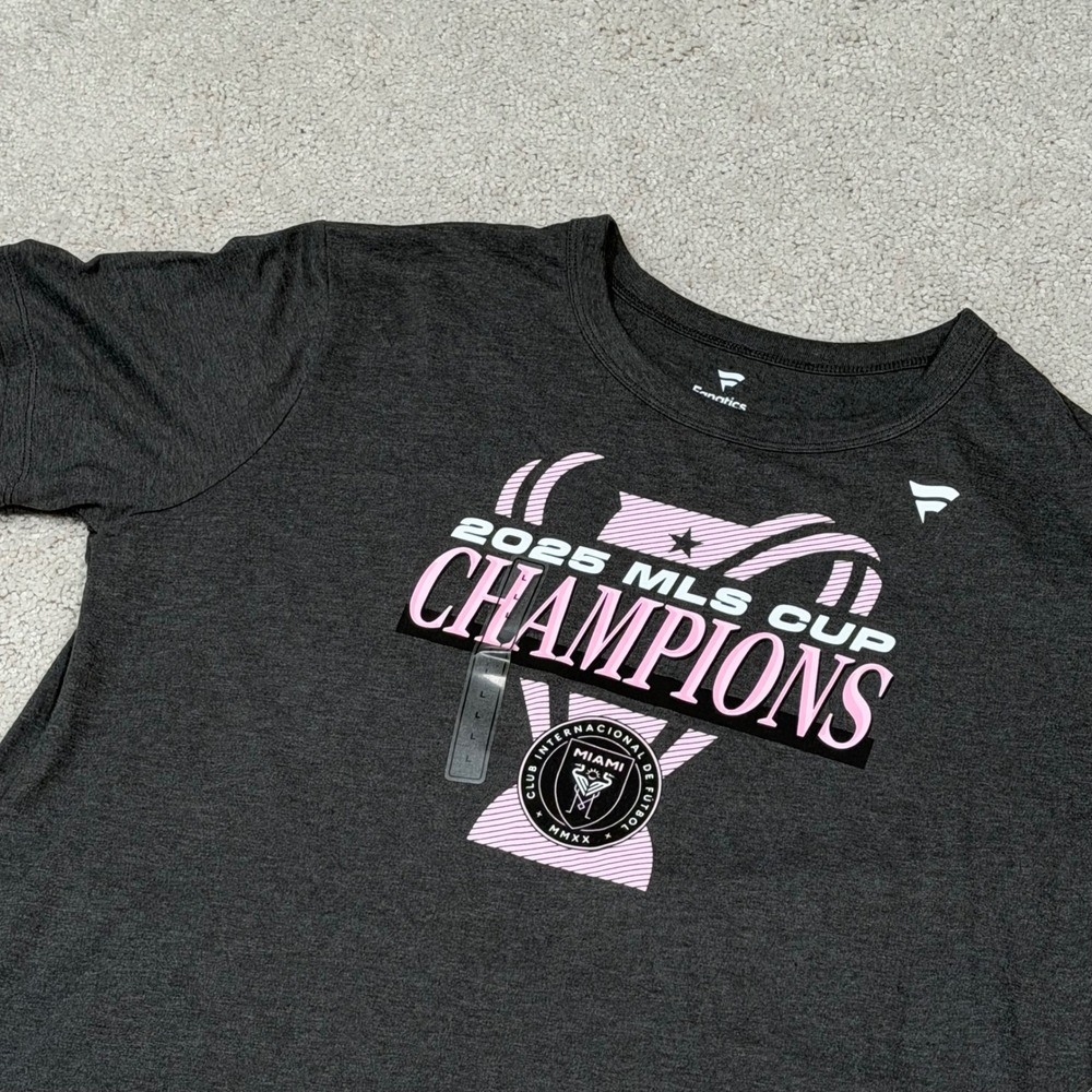 Fanatics Inter Miami 2025 MLS Cup Champions T-Shirt‎ Womens Large Charcoal Pink